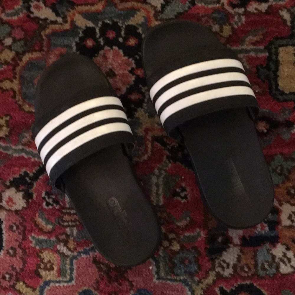 Adidas black and white flip flop sandals size 13